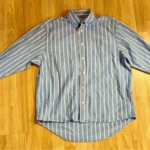 Peter Christian Men’s Blue And White Striped Organic Cotton Shirt - Size XL